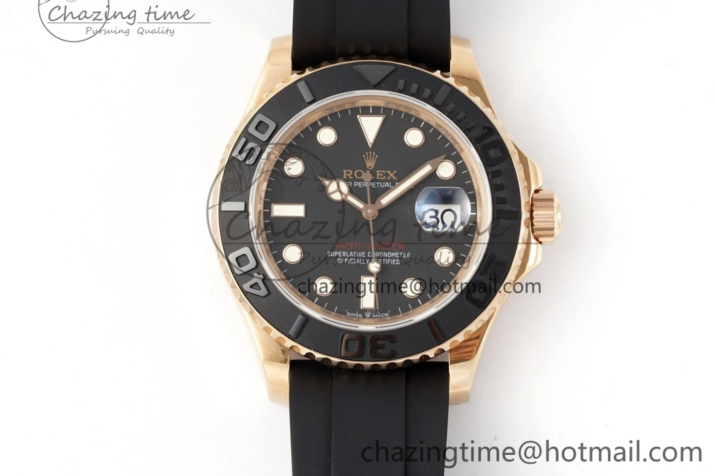 MiroTime 0213 RelaxedFit Yacht-Master 126655 RG APSF Best Edition Black Dial on Black Rubber Strap A 1949